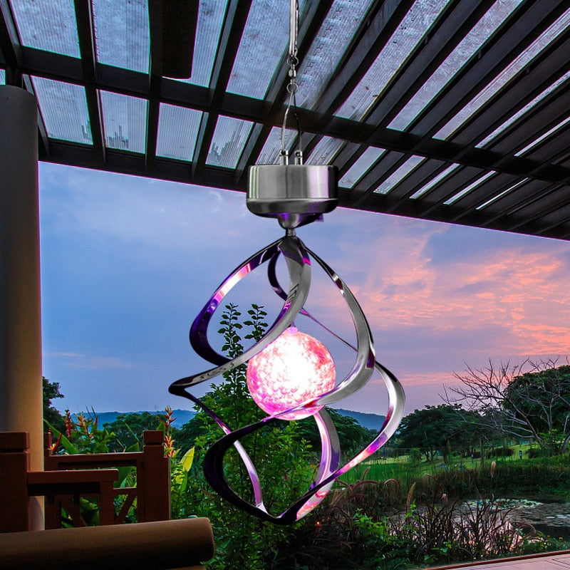 LED COLOR CHANGING SOLAR POWERED WIND ROTATING LIGHT