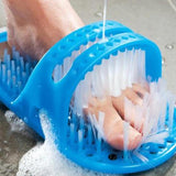 New Hot Plastic Bath Shoe Pumice Stone Foot Scrubber Shower Brush Massager Slippers Blue