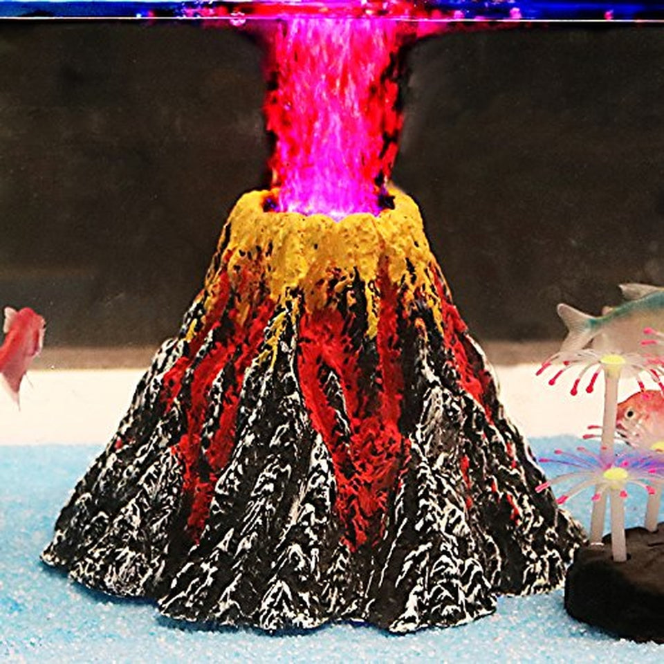 Aquarium Volcano Ornament Kit with Air Stone bubbler Fish Tank Decorations